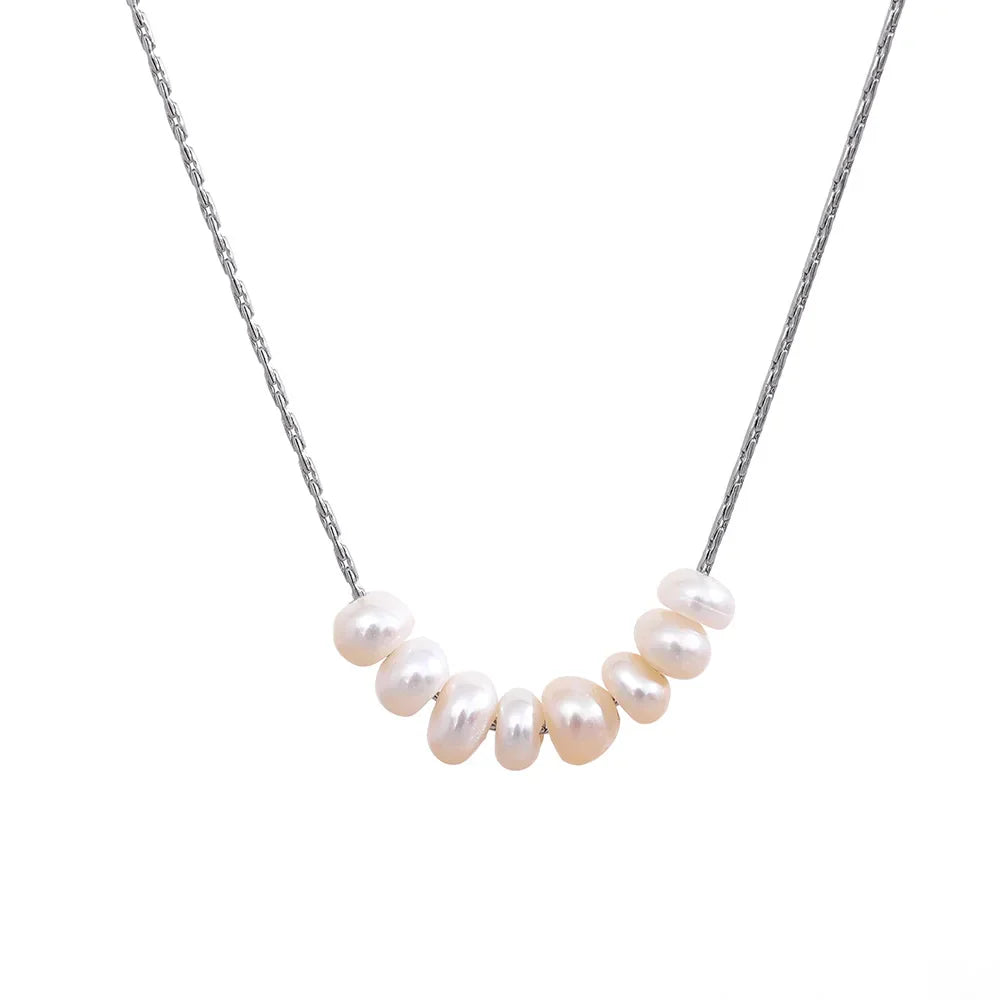 Necklace with Natural Silver Pearls