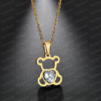 Gold Stone Bear Necklace
