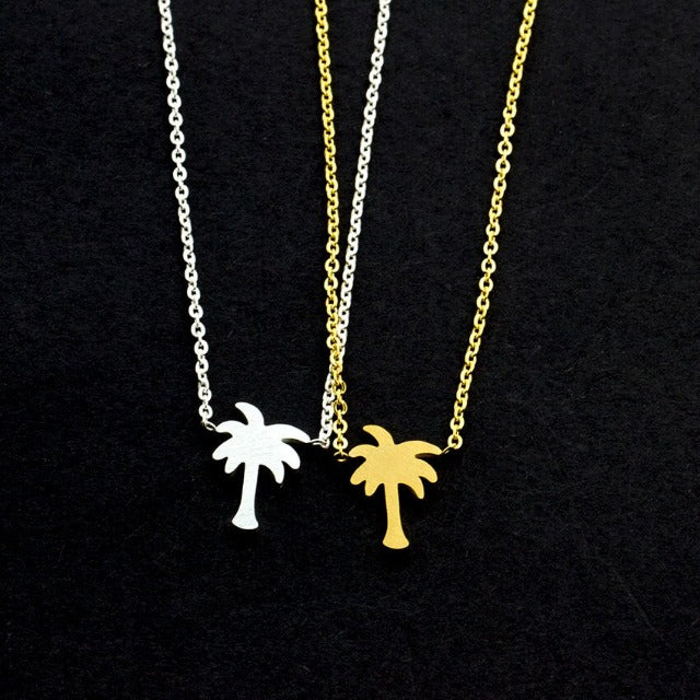 Palm Tree Necklace in Gold & Silver for Women