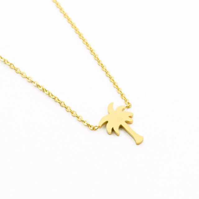 Palm Tree Necklace in Gold & Silver for Women gold