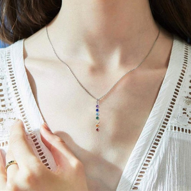 7 Chakras Pendant Necklace Natural Stones Chain Men Women