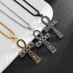 Silver Egyptian Ankh Cross Amulet Pendant Necklace