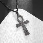 Black Egyptian Ankh Cross Amulet Pendant Necklace