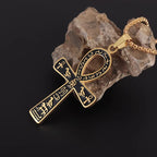 Gold Egyptian Ankh Cross Amulet Pendant Necklace Style 1