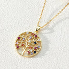 Tree of Life Pendant Necklace with Multicolored Beads a