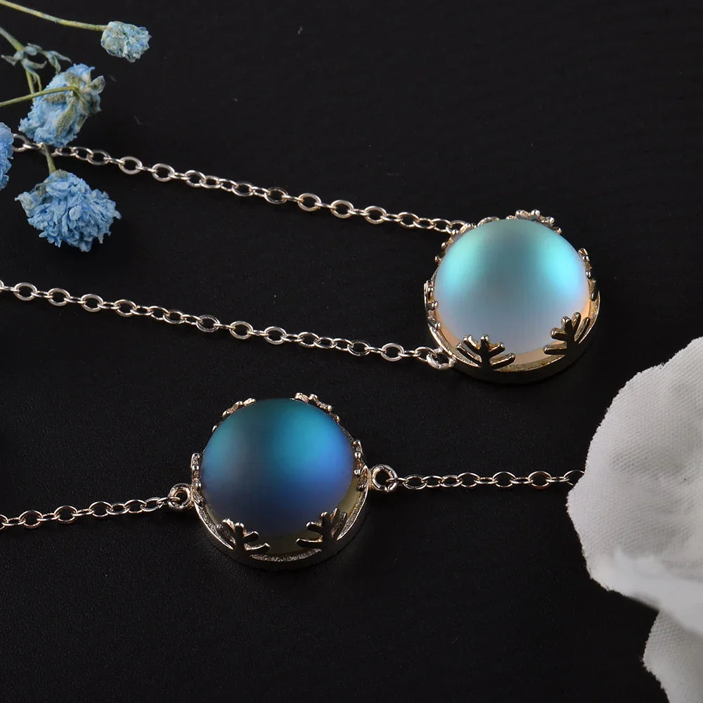 Blue Aurora Borealis Pendant Necklace