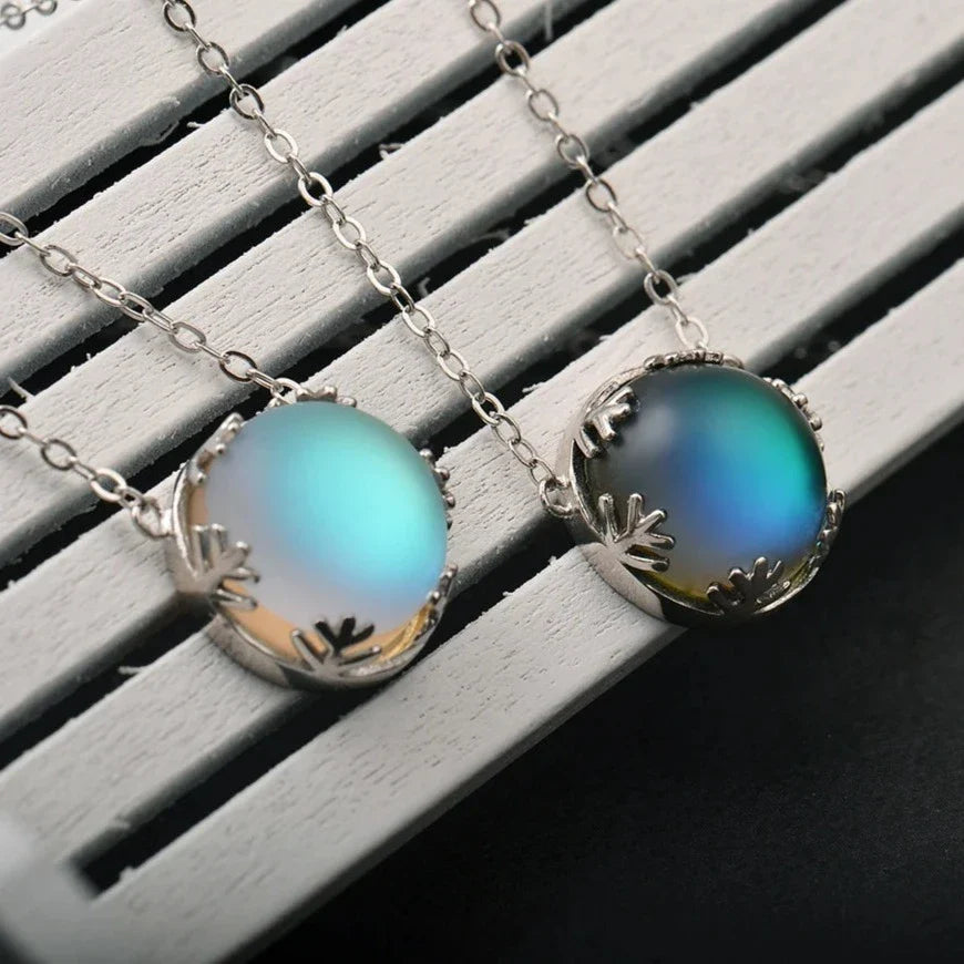 Blue Aurora Borealis Pendant Necklace