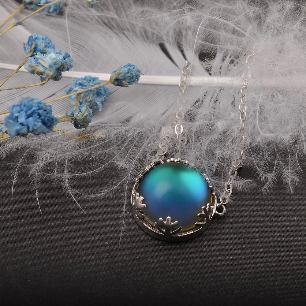 Blue Aurora Borealis Pendant Necklace Blue