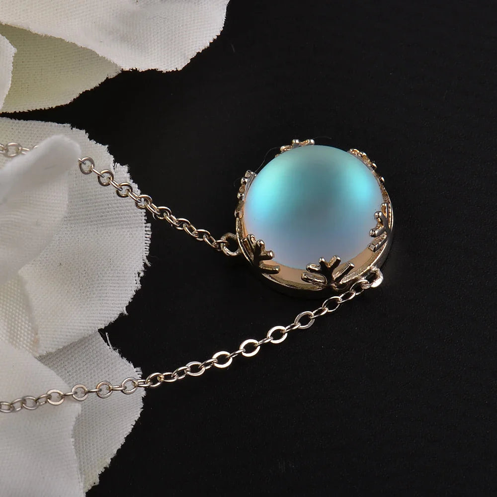 Blue Aurora Borealis Pendant Necklace Sky Blue