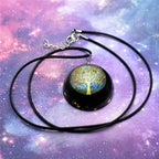 Pendant Necklace with Tree of Life in Black Tourmaline