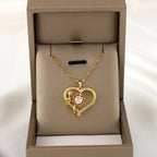 Necklace Pendant with Heart and Rotating Stress-Relief Flower