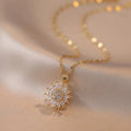 Zircon Flower Pendant Necklace a
