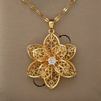 Spinning Anti-Stress Pendant Necklace with Pretty Flower