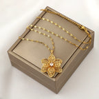 Spinning Anti-Stress Pendant Necklace with Pretty Flower