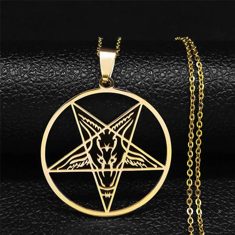 Baphomet Satan Gothic Gold Pendant Necklace