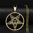 Baphomet Satan Gothic Gold Pendant Necklace