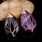 Natural Stone Sphere Pendant Necklace Tree of Life