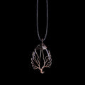 Natural Stone Sphere Pendant Necklace Tree of Life black agate