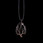 Natural Stone Sphere Pendant Necklace Tree of Life black agate