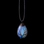 Natural Stone Sphere Pendant Necklace Tree of Life opal