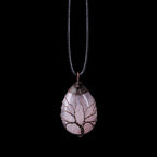 Natural Stone Sphere Pendant Necklace Tree of Life rose quartz