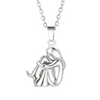 Dog and Master Cuddle Pendant Necklace Silver