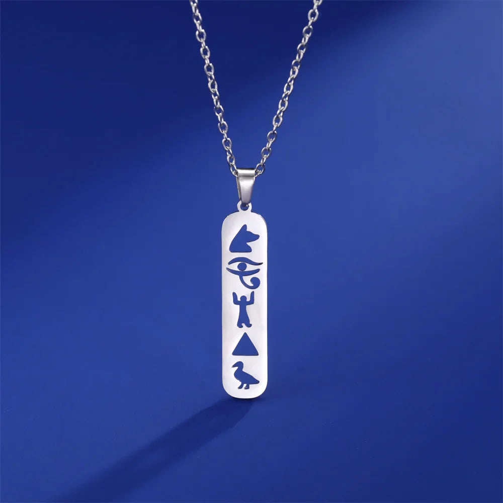 Egypt Hieroglyphic Cartouche Pendant Necklace silver style 2