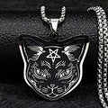 Black Cat Pentacle Witchcraft Wiccan Pendant Necklace