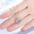 Silver Zircon Cat Pendant Necklace