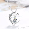 Silver Zircon Cat Pendant Necklace