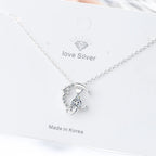 Silver Zircon Cat Pendant Necklace