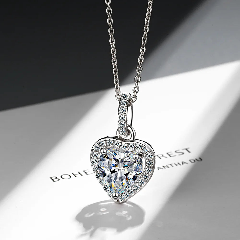 Silver Heart Pendant Necklace for Women