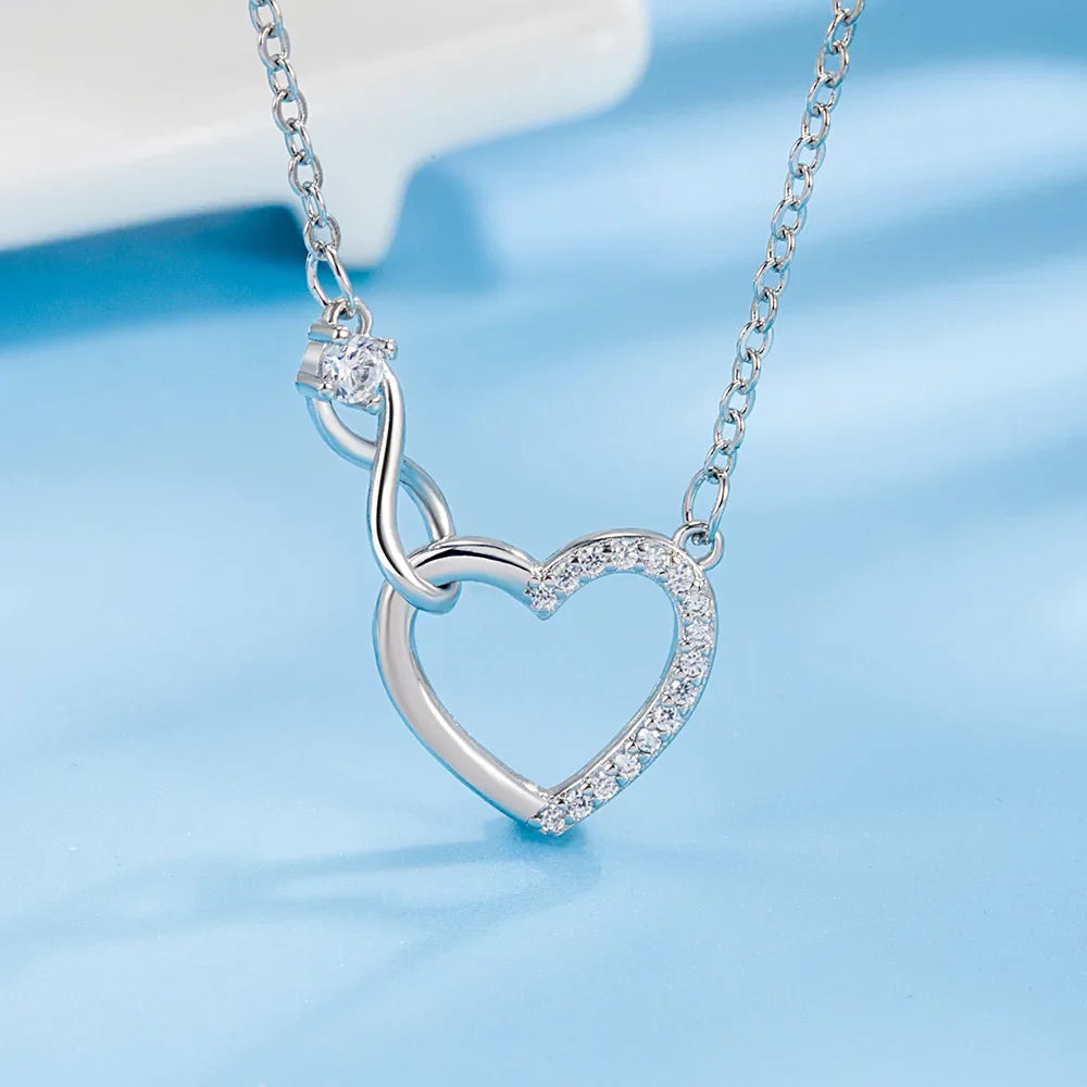 Infinity Silver Heart Pendant Necklace