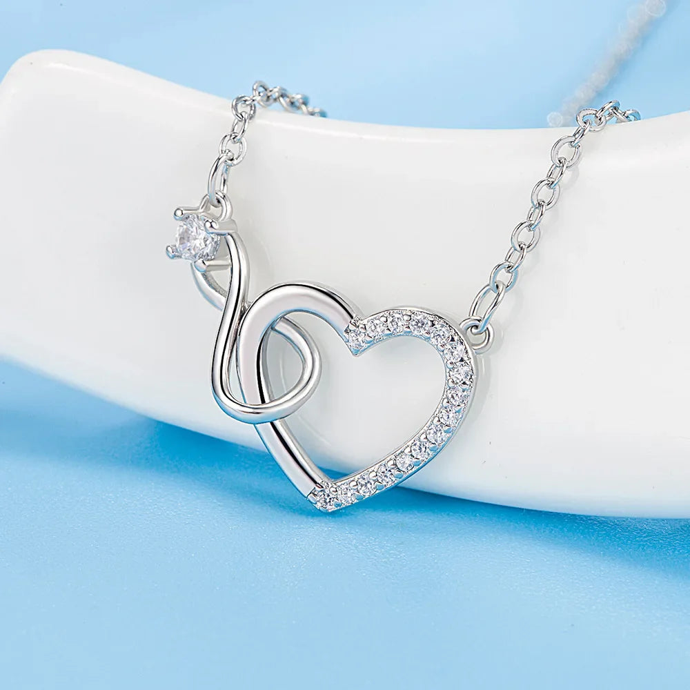 Infinity Silver Heart Pendant Necklace