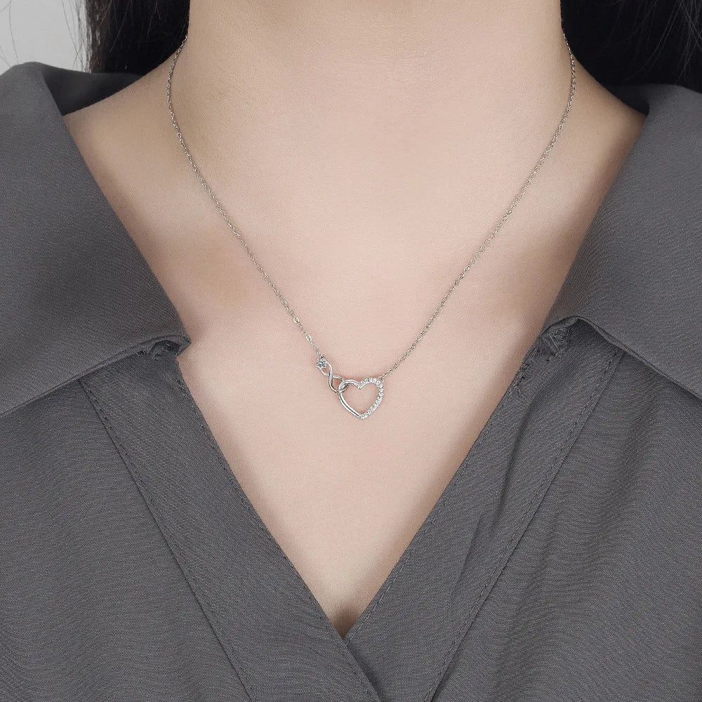 Infinity Silver Heart Pendant Necklace