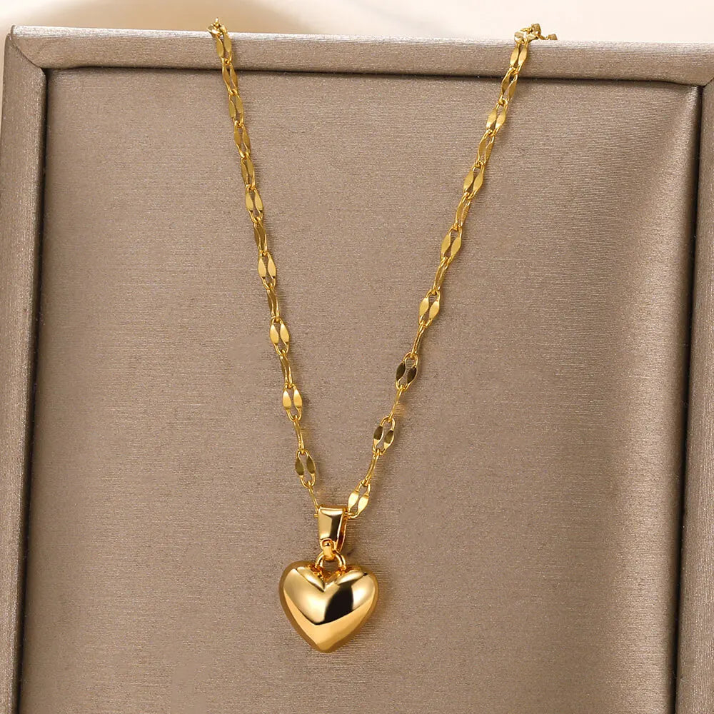Gold Heart Pendant Necklace