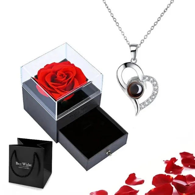Heart Pendant Necklace "I Love You" with Silver Gift Box