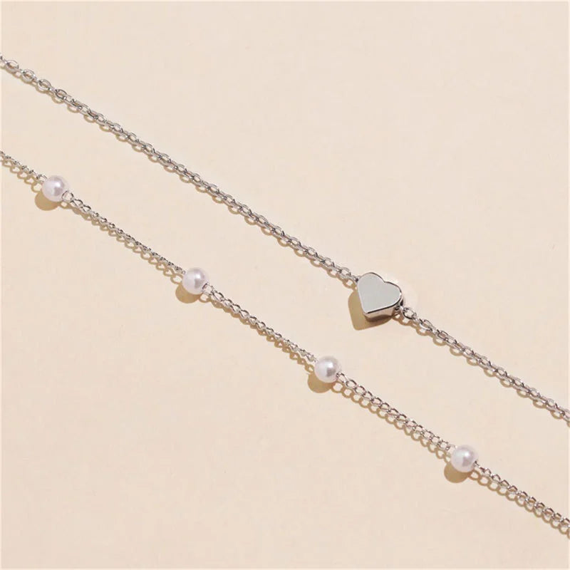 Heart Pendant Necklace & Silver Beads