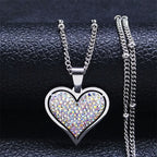 Heart Pendant Necklace & Zirconia silver and white