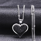Heart Pendant Necklace & Zirconia silver and black