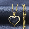 Heart Pendant Necklace & Zirconia gold and black