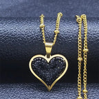 Heart Pendant Necklace & Zirconia gold and black