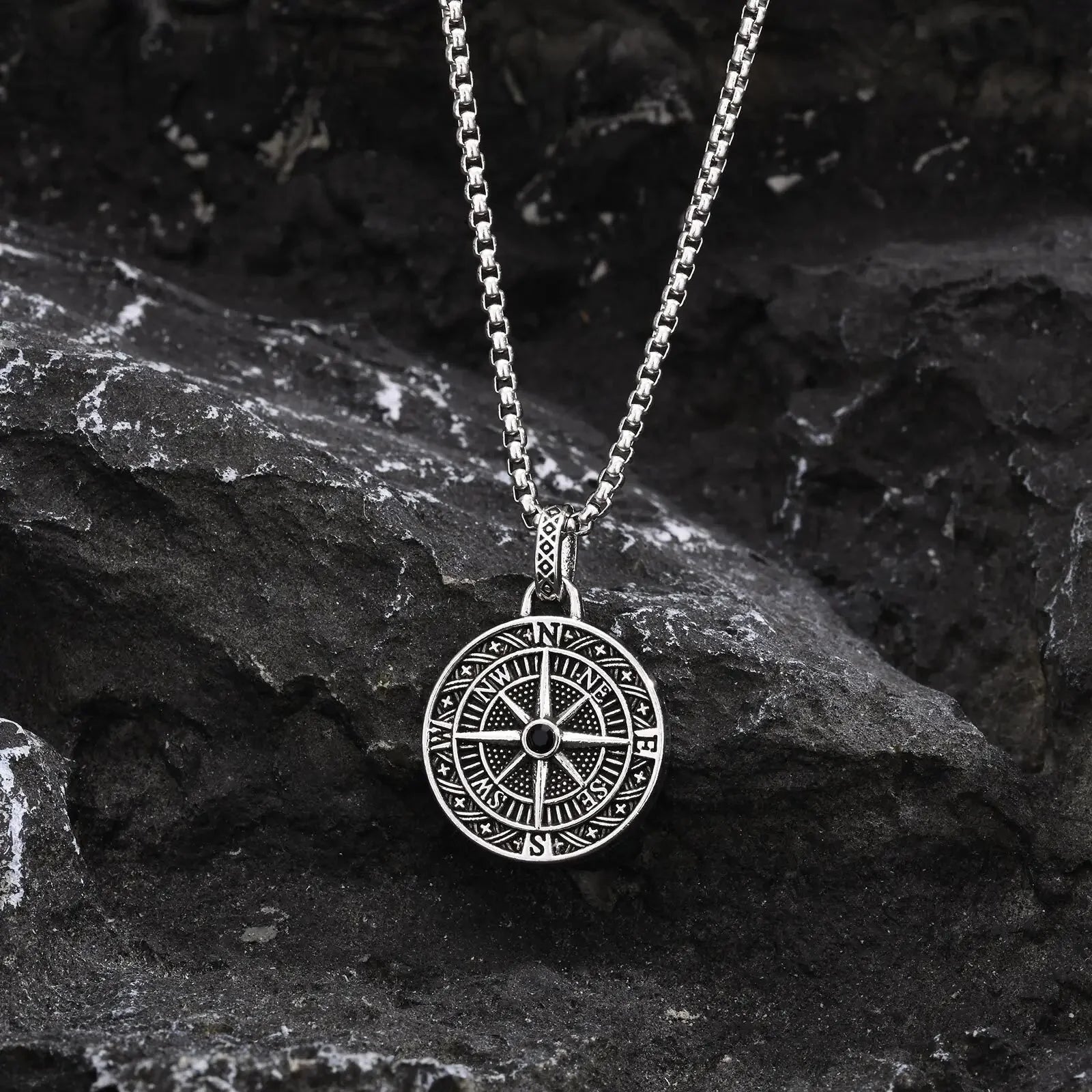 Nautical Compass Pendant Necklace Wind Rose for Men