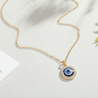 Greek Turkish Blue Evil Eye Pendant Necklace Matiasma Mataki gold