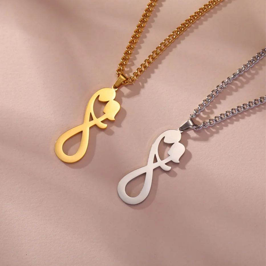 Infinity Couple Pendant Necklace Silver