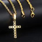 Gold Zircon Cross Necklace & Pendant