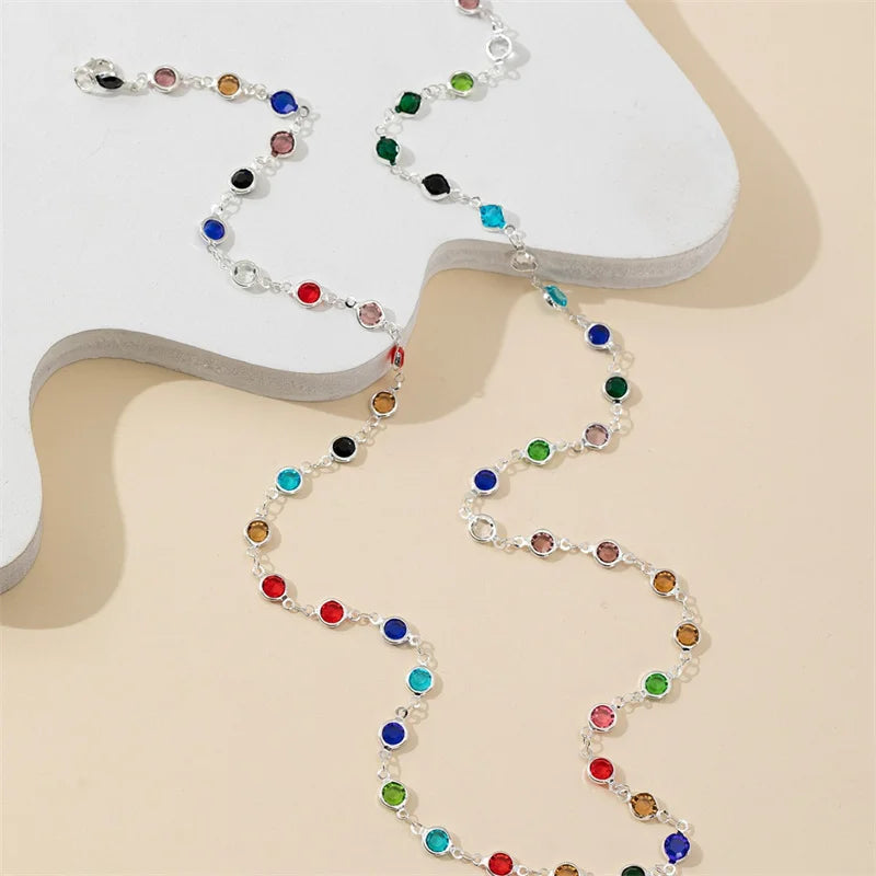 Multicolored Bohemian-Style Pendant Necklace silver