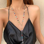 Multicolored Bohemian-Style Pendant Necklace silver