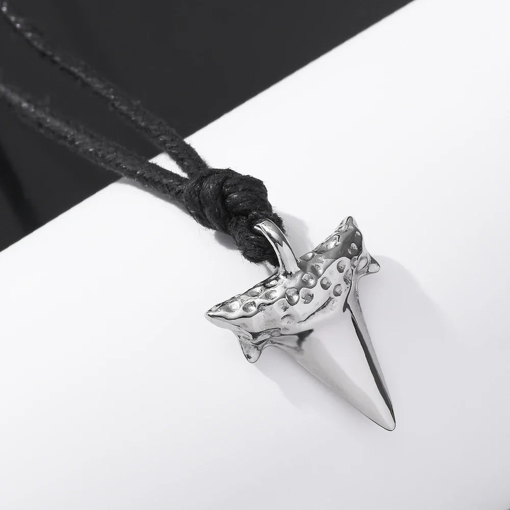 Men's Silver Shark Tooth Pendant Necklace