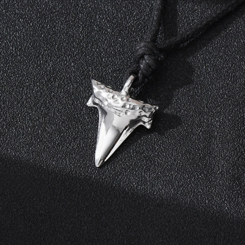 Men's Silver Shark Tooth Pendant Necklace